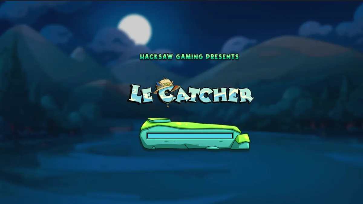 Le Catcher slot oleh Hacksaw Gaming menampilkan karakter rakun di perahu