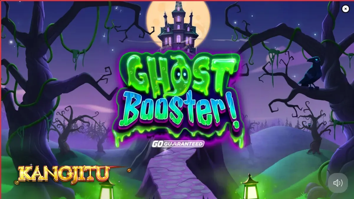 Tampilan visual slot Ghost Booster dengan tema hantu yang ceria dan penuh warna